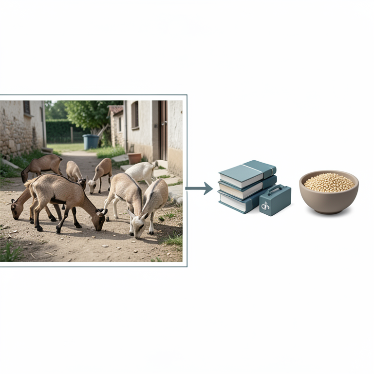 AI-generated conceptual illustration (domestic goats in a rural Bihar village setting). It explains the idea and does not show study data.