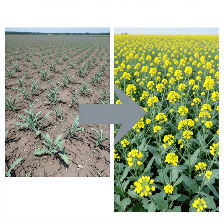 AI-generated conceptual illustration (Mustard plants (Brassica juncea) in a field in Manipur). It explains the idea and does not show study data.