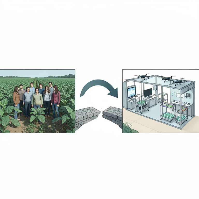 AI-generated conceptual illustration (Postgraduate students in an agricultural university setting). It explains the idea and does not show study data.