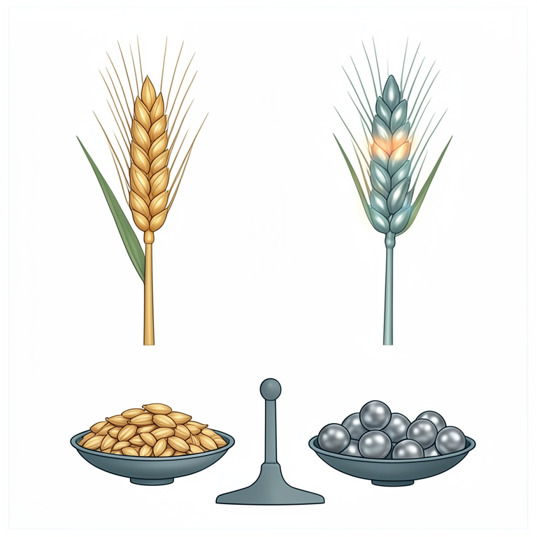 AI-generated conceptual illustration (wheat plants and grains). It explains the idea and does not show study data.