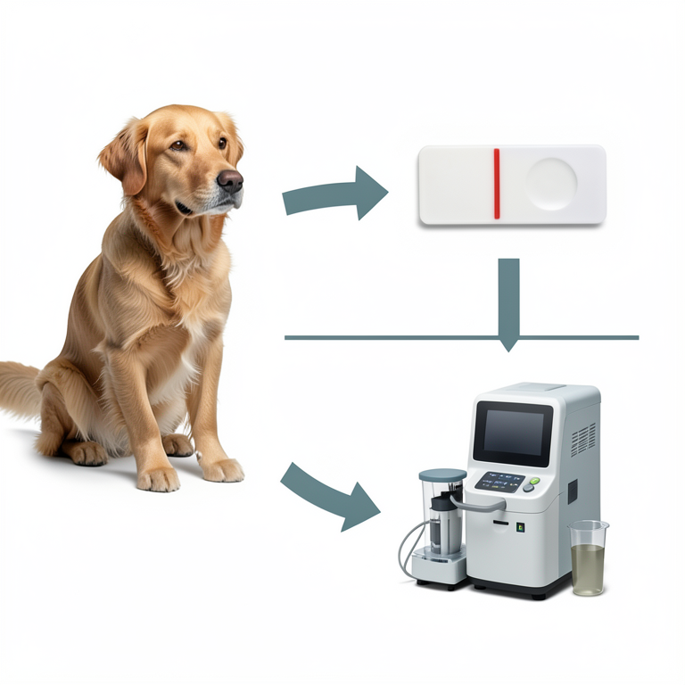 AI-generated conceptual illustration (Canine parvovirus in dog fecal samples). It explains the idea and does not show study data.