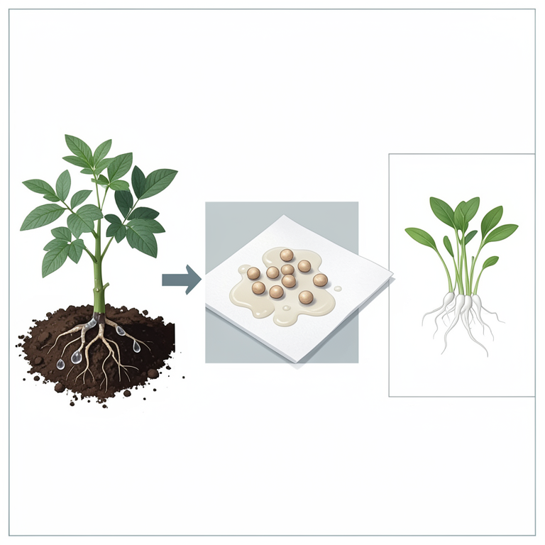 AI-generated conceptual illustration (Chickpea (Cicer arietinum) and Soybean (Glycine max) seeds). It explains the idea and does not show study data.