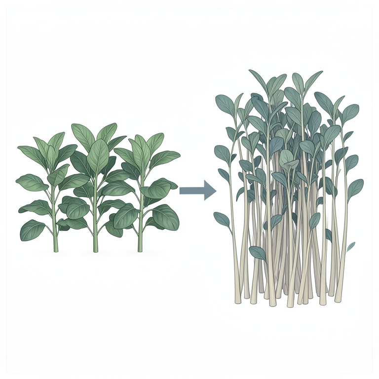 AI-generated conceptual illustration (Brassica nipposinica (Mizuna) plants). It explains the idea and does not show study data.