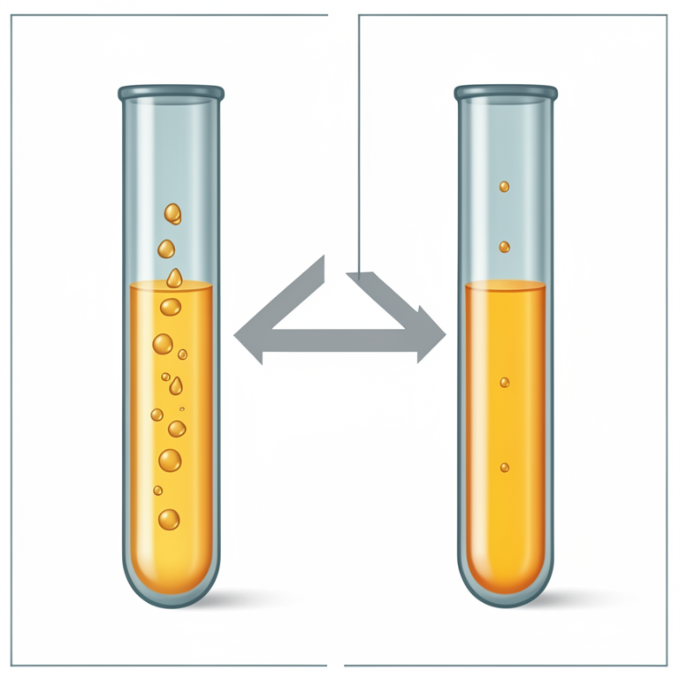 AI-generated conceptual illustration (glass test tubes containing yellow-orange chemical reagents and serum). It explains the idea and does not show study data.