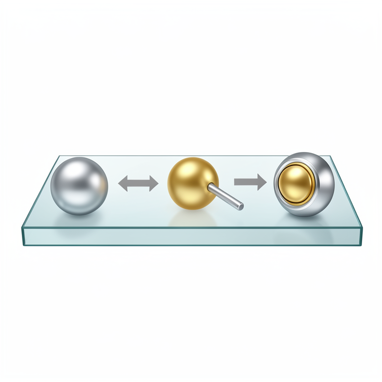 AI-generated conceptual illustration (Metal nanoparticles on a glass surface). It explains the idea and does not show study data.