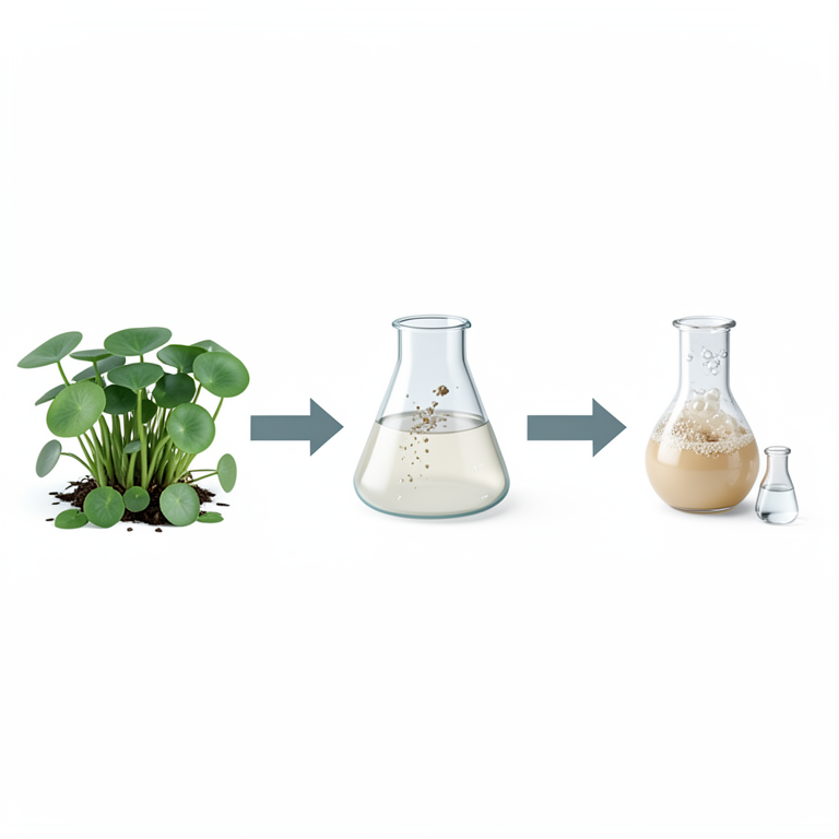 AI-generated conceptual illustration (water hyacinth plants). It explains the idea and does not show study data.
