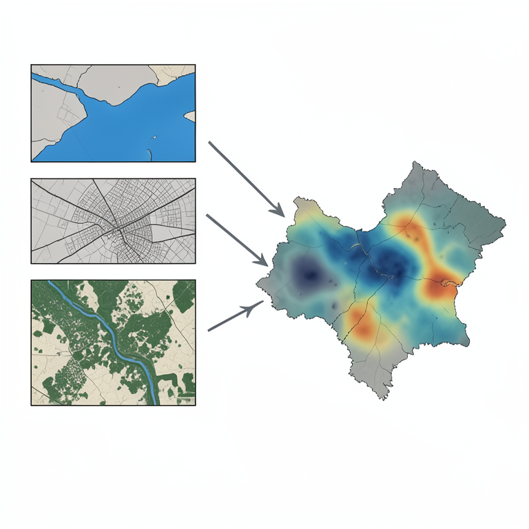 AI-generated conceptual illustration (Danube river floodplain). It explains the idea and does not show study data.