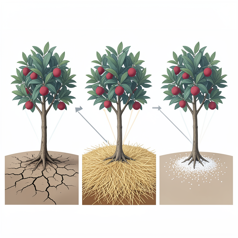 AI-generated conceptual illustration (lychee trees). It explains the idea and does not show study data.