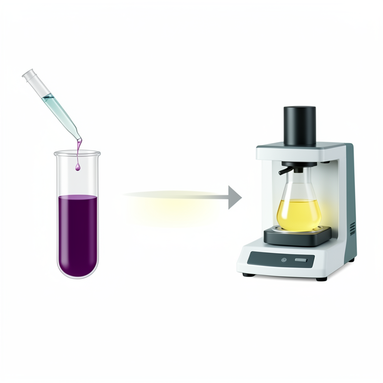 AI-generated conceptual illustration (purple DPPH solution, plant extract, and a UV-visible spectrophotometer). It explains the idea and does not show study data.