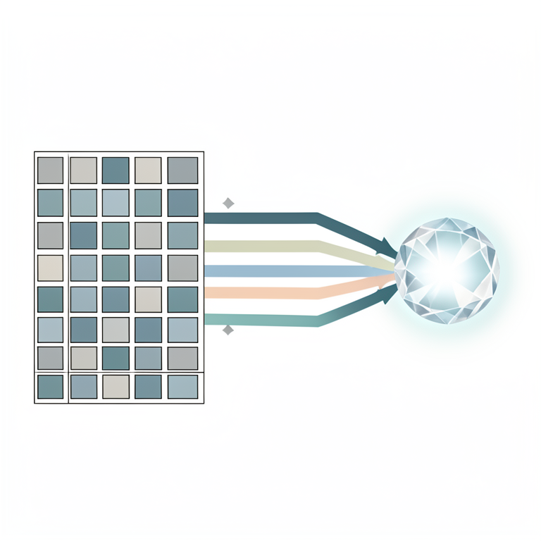 AI-generated conceptual illustration (an 8x8 grid of numerical cells representing a credit transition matrix). It explains the idea and does not show study data.
