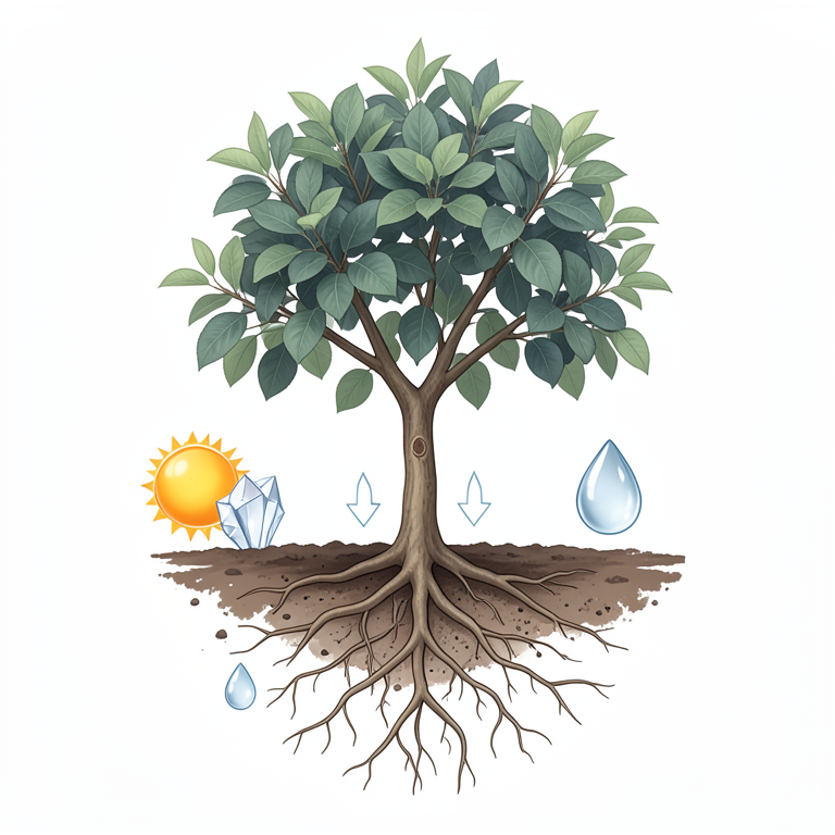AI-generated conceptual illustration (grafted apple tree). It explains the idea and does not show study data.