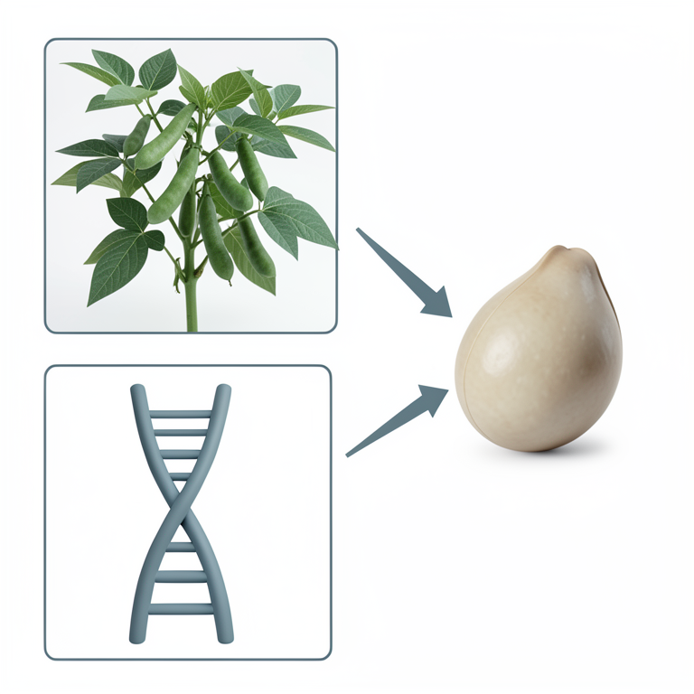 AI-generated conceptual illustration (mungbean plants (Vigna radiata)). It explains the idea and does not show study data.