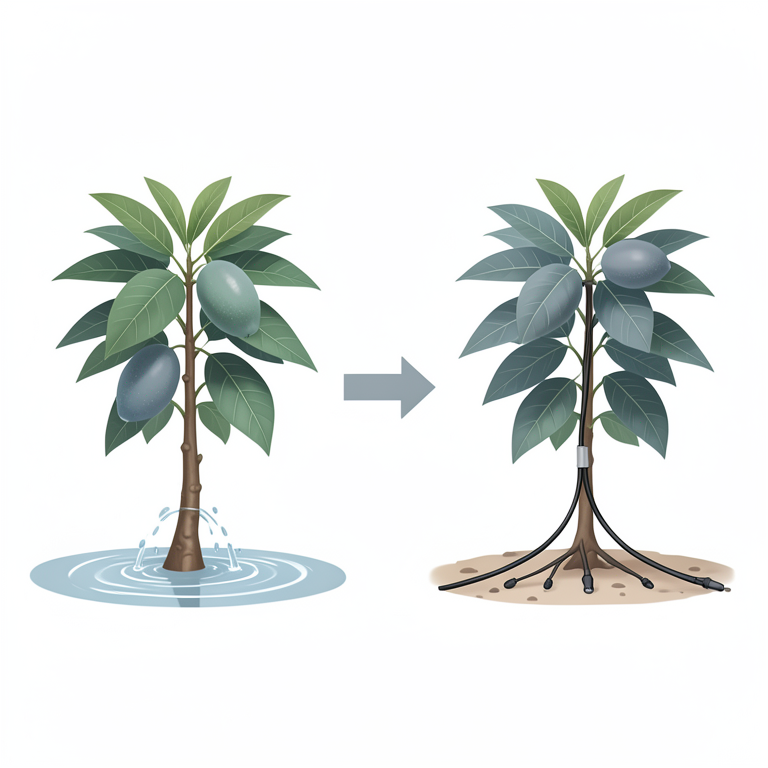 AI-generated conceptual illustration (guava plants in a field). It explains the idea and does not show study data.