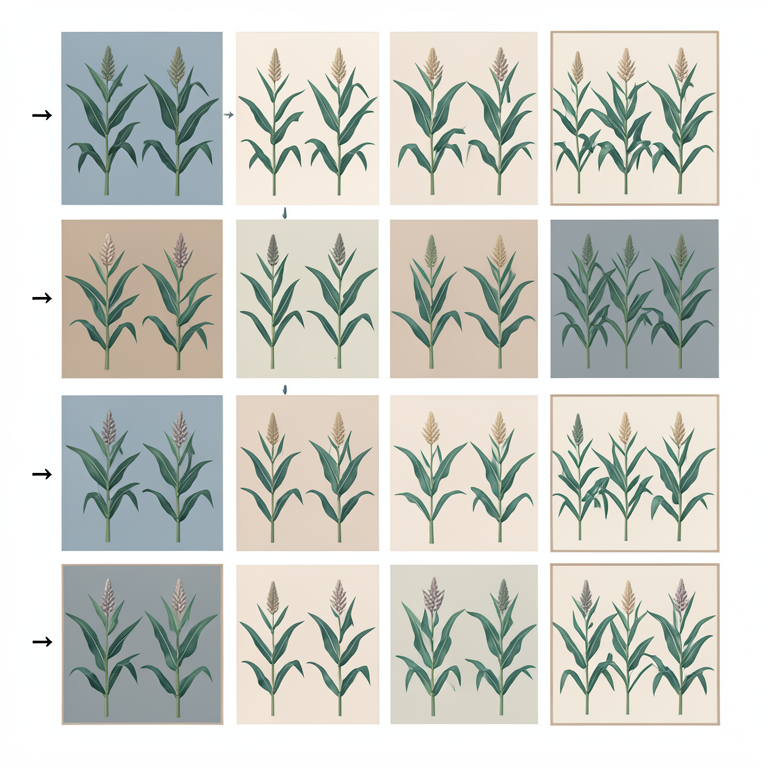AI-generated conceptual illustration (Quality protein maize plants (QPMH-1) in an agricultural field). It explains the idea and does not show study data.