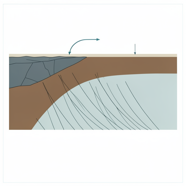 AI-generated conceptual illustration (Geological cross-section of the Istanbul metropolitan area showing soil layers from bedrock to soft clay). It explains the idea and does not show study data.