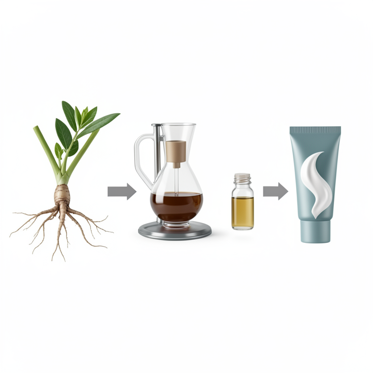 AI-generated conceptual illustration (Moringa oleifera root and toothpaste). It explains the idea and does not show study data.