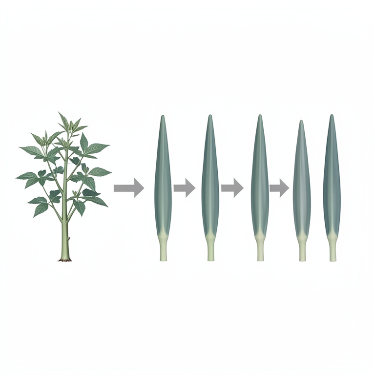 AI-generated conceptual illustration (okra plants (Abelmoschus esculentus)). It explains the idea and does not show study data.