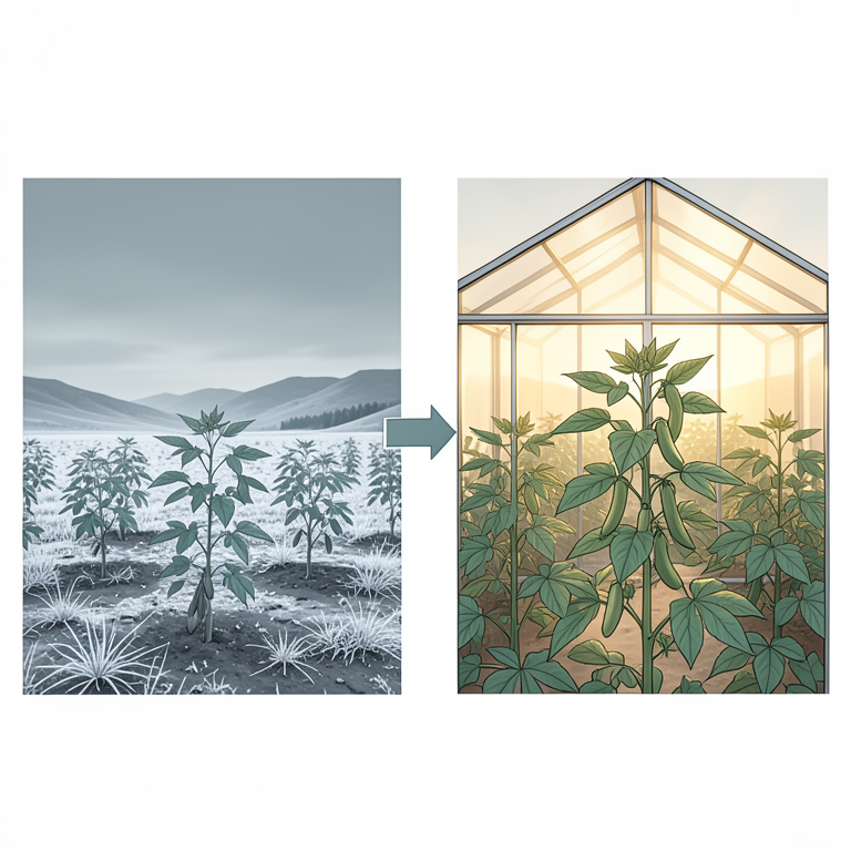 AI-generated conceptual illustration (groundnut plants in the Ethiopian highlands). It explains the idea and does not show study data.