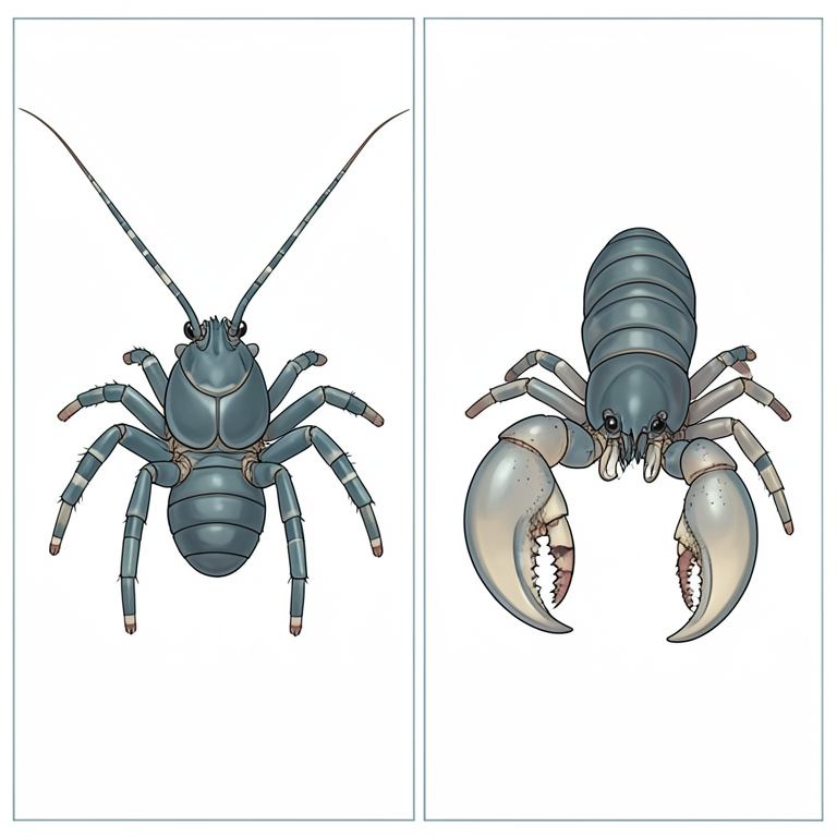 AI-generated conceptual illustration (marine hermit crabs of the genera Clibanarius and Diogenes). It explains the idea and does not show study data.