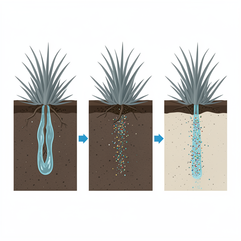 AI-generated conceptual illustration (Gray-grass plants in a soil profile of the Shirvan plain). It explains the idea and does not show study data.