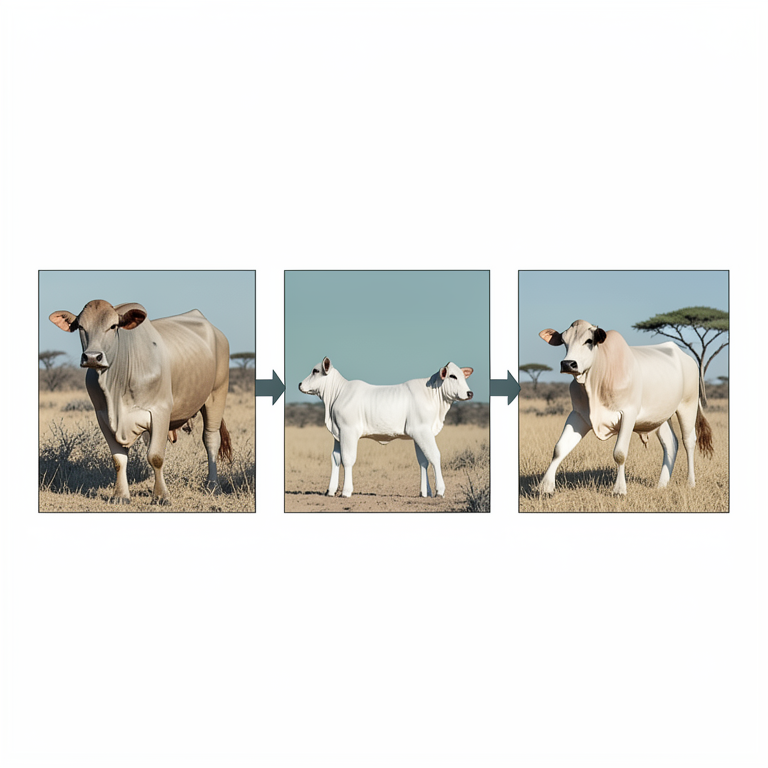 AI-generated conceptual illustration (Zebu cattle in the Kenyan rangelands). It explains the idea and does not show study data.