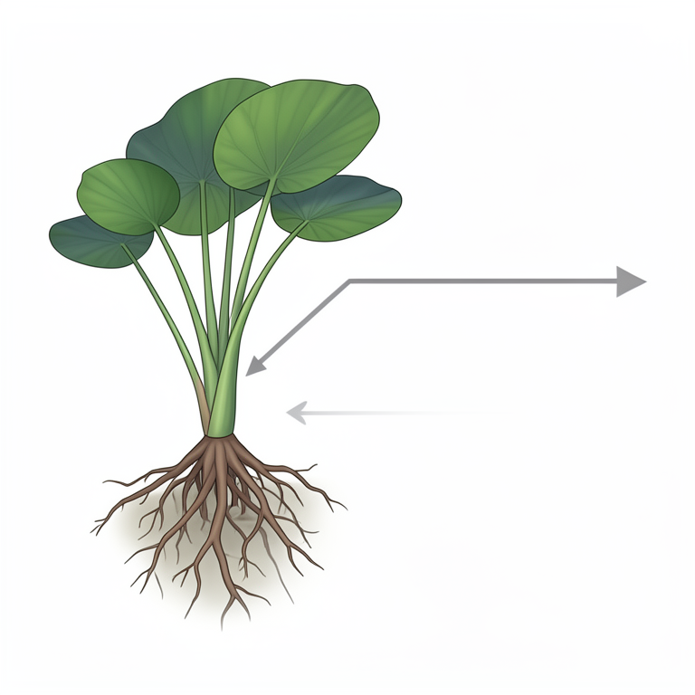 AI-generated conceptual illustration (Water hyacinth (Eichhornia crassipes) in contaminated water). It explains the idea and does not show study data.