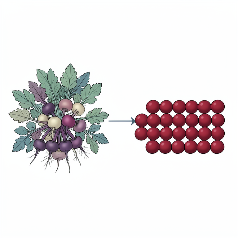 AI-generated conceptual illustration (beetroot plants (Beta vulgaris)). It explains the idea and does not show study data.