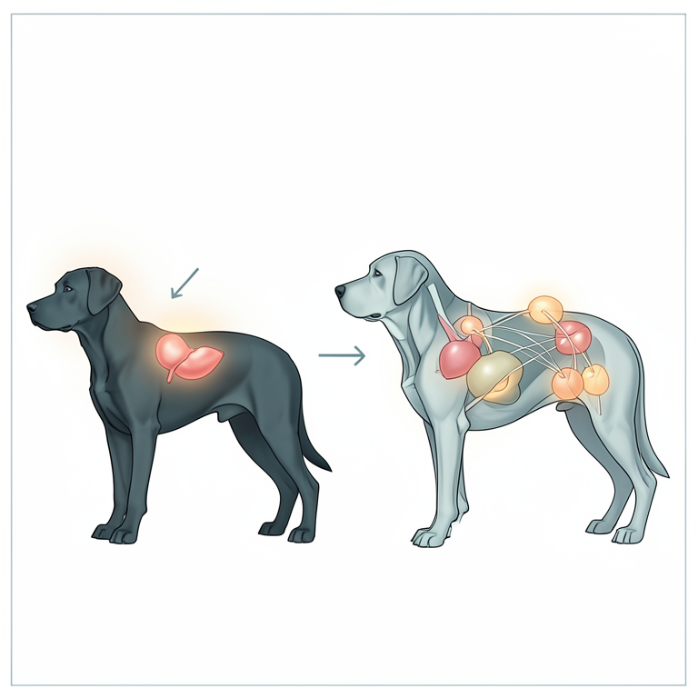 AI-generated conceptual illustration (domestic dogs). It explains the idea and does not show study data.