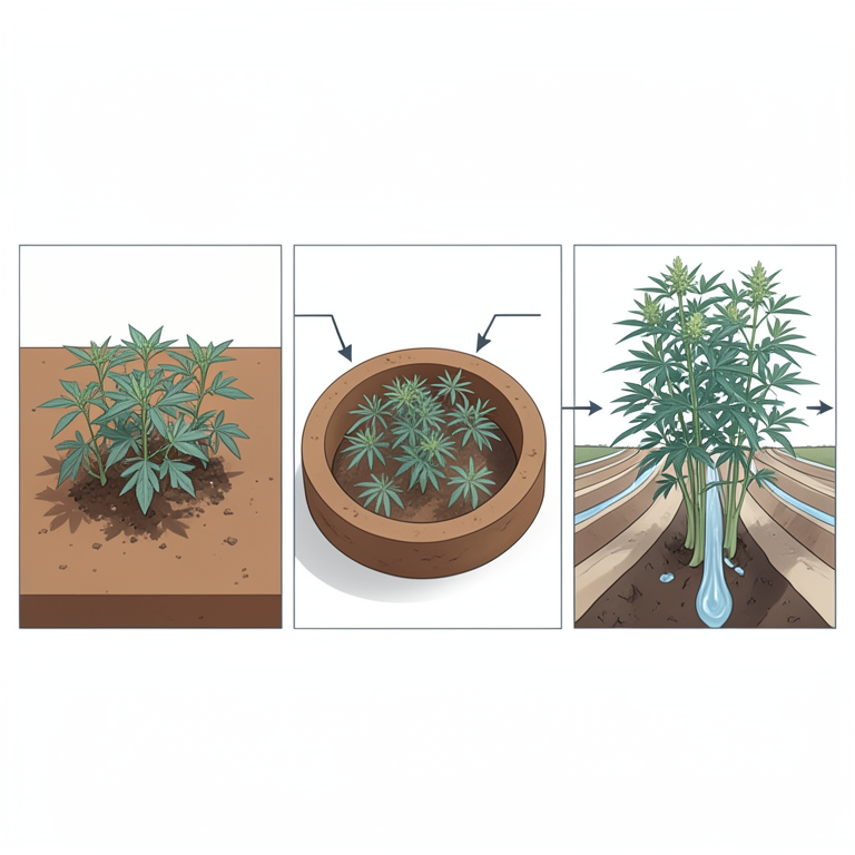 AI-generated conceptual illustration (Sesame plants (Sesamum indicum) grown in clay soil). It explains the idea and does not show study data.