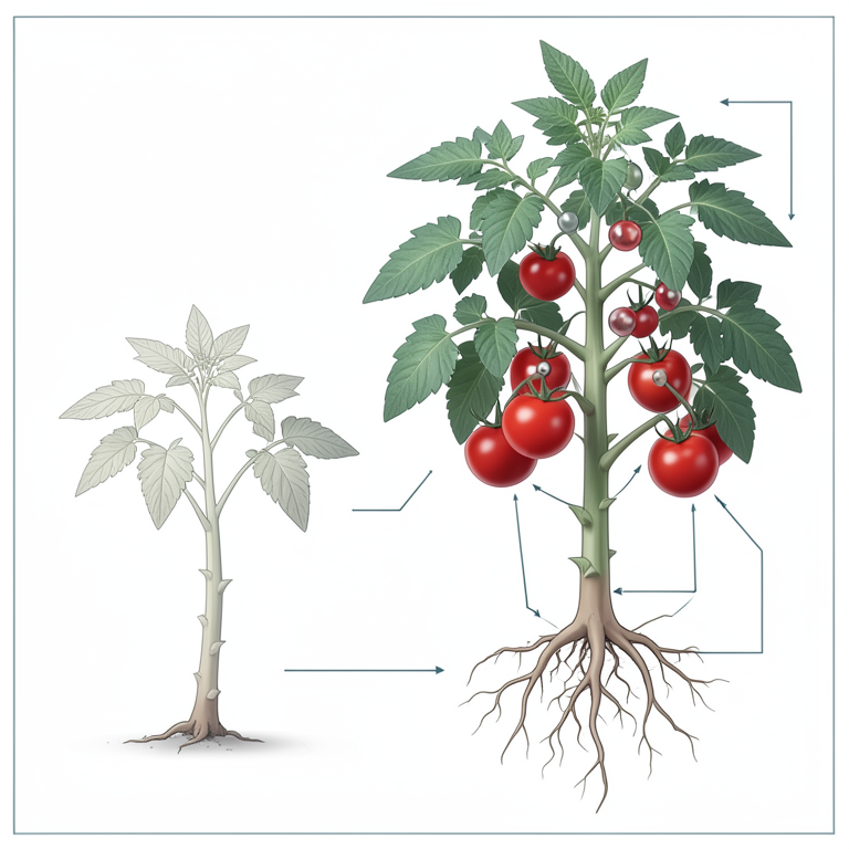 AI-generated conceptual illustration (tomato plants). It explains the idea and does not show study data.