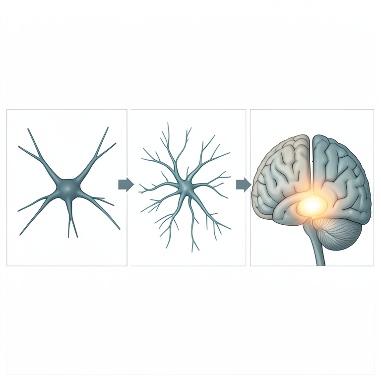 AI-generated conceptual illustration (human brain and neurons). It explains the idea and does not show study data.