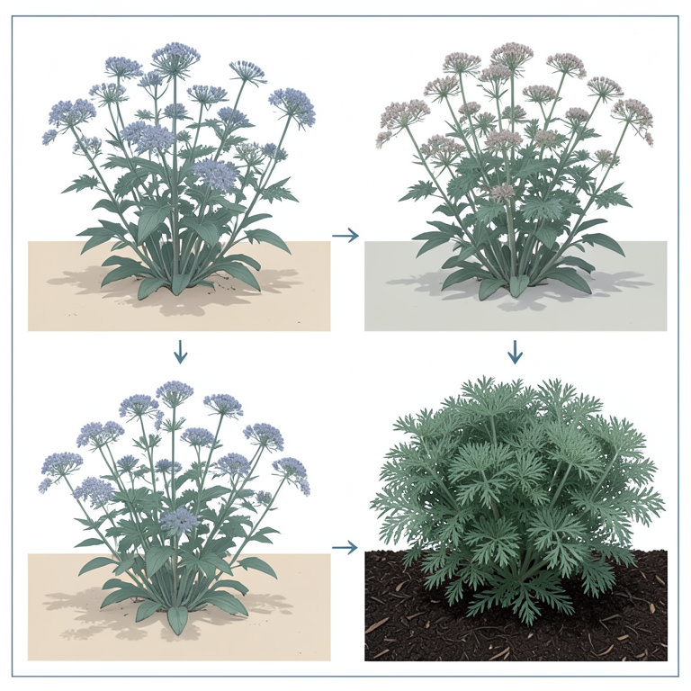 AI-generated conceptual illustration (Dracocephalum moldavica plants in soil). It explains the idea and does not show study data.