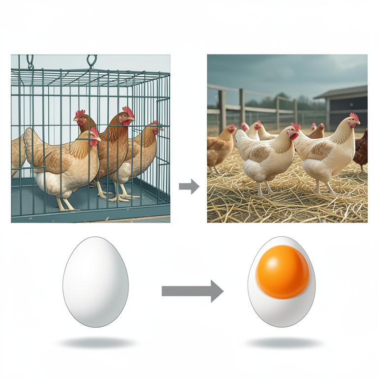 AI-generated conceptual illustration (layer hens). It explains the idea and does not show study data.