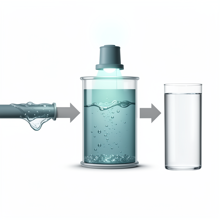 AI-generated conceptual illustration (wastewater effluent in a Photo-Fenton reactor). It explains the idea and does not show study data.
