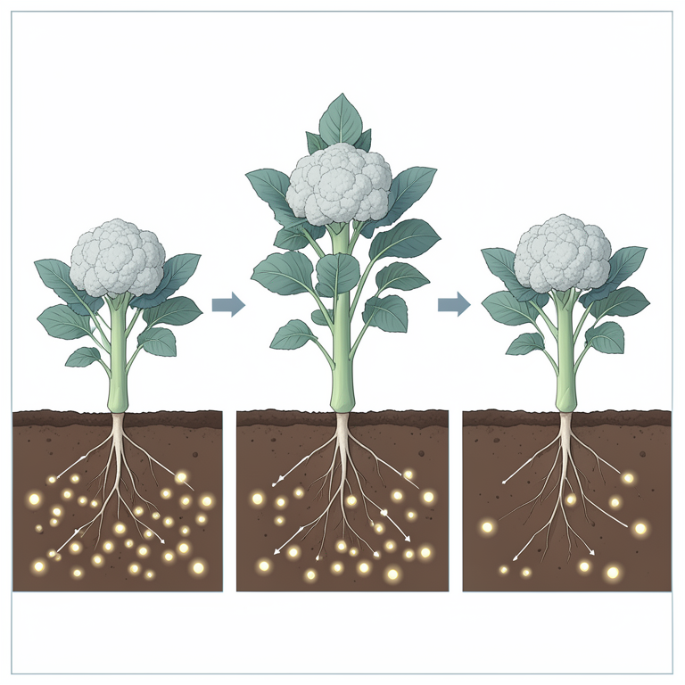 AI-generated conceptual illustration (cauliflower and ladyfinger plants in soil). It explains the idea and does not show study data.