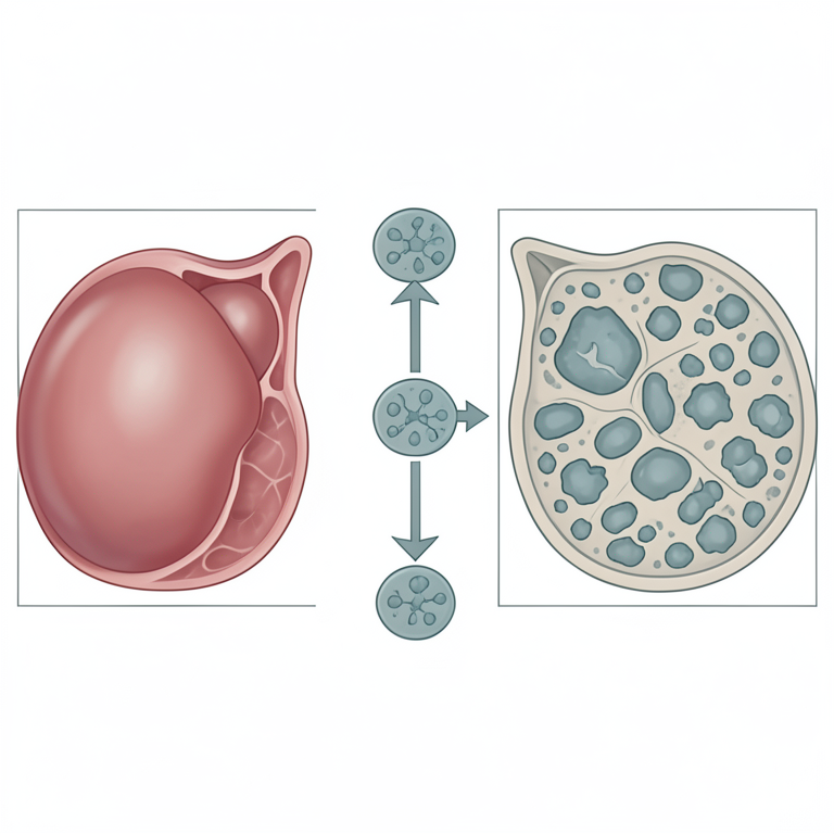 AI-generated conceptual illustration (human breast tissue). It explains the idea and does not show study data.