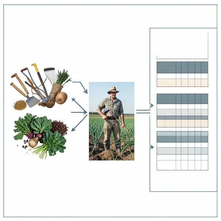AI-generated conceptual illustration (Agricultural farmers in a rural field setting). It explains the idea and does not show study data.