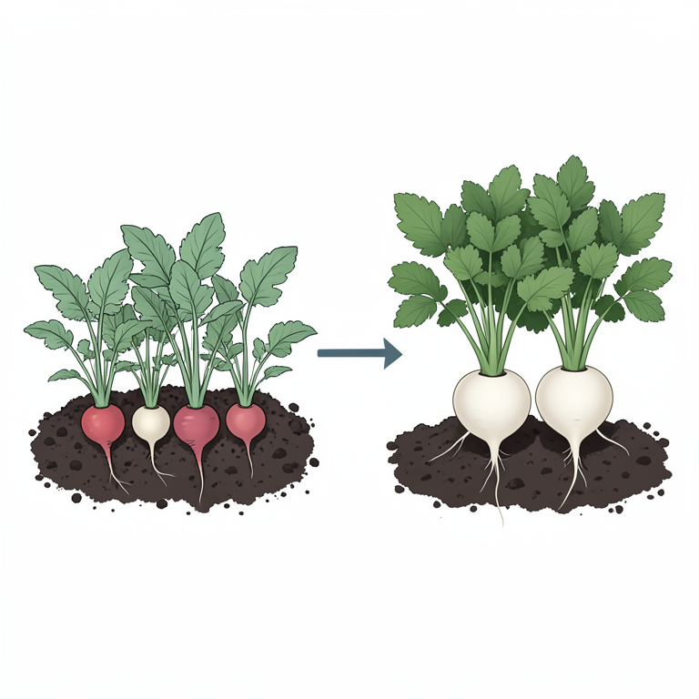 AI-generated conceptual illustration (Radish plants (Raphanus sativus)). It explains the idea and does not show study data.
