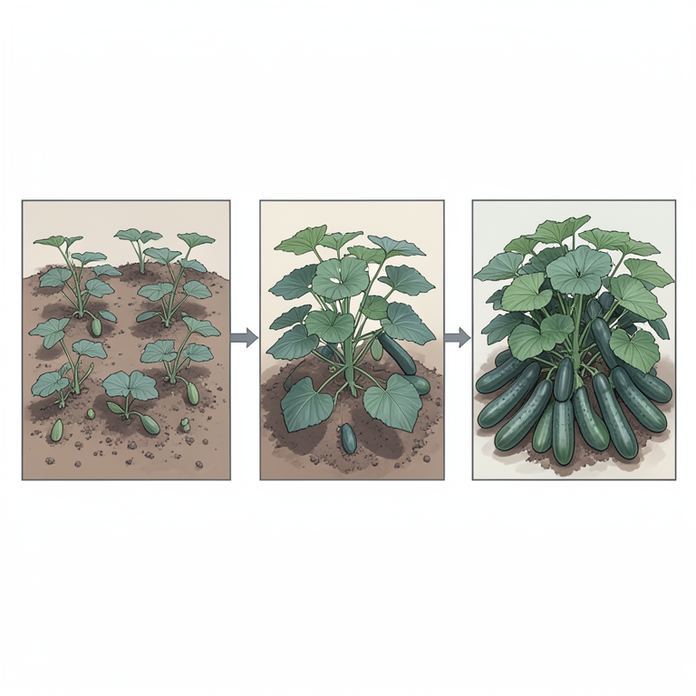 AI-generated conceptual illustration (cucumber plants (Cucumis sativus L.)). It explains the idea and does not show study data.