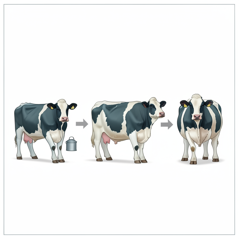 AI-generated conceptual illustration (Jersey crossbred dairy cows). It explains the idea and does not show study data.
