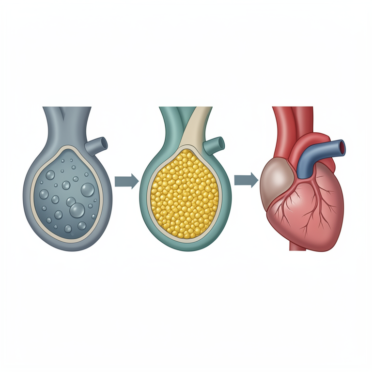 AI-generated conceptual illustration (human cardiovascular system and blood vessels). It explains the idea and does not show study data.