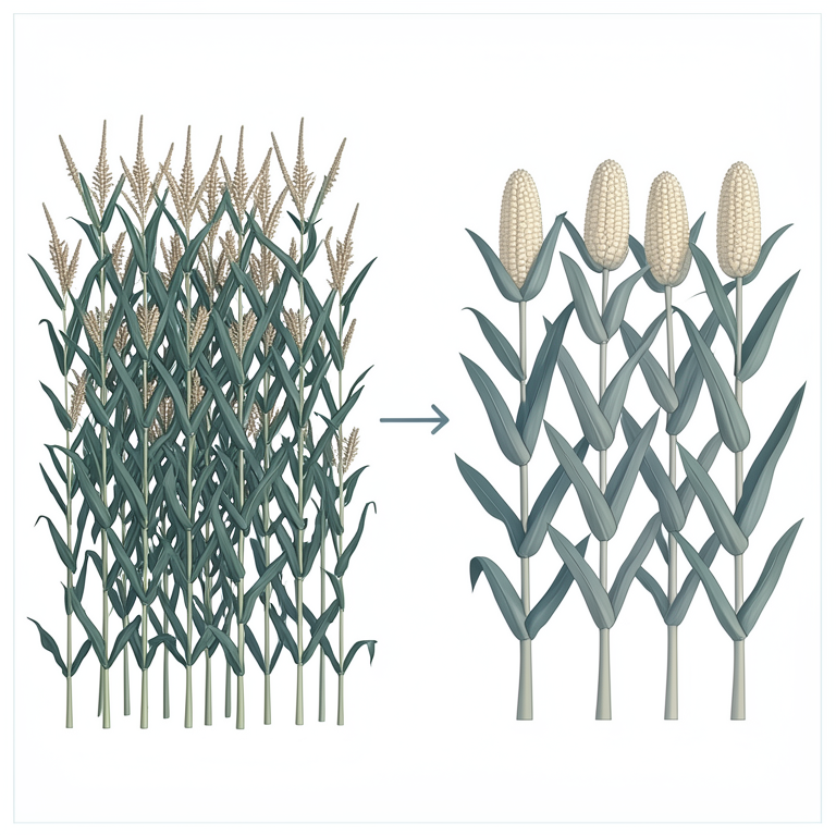 AI-generated conceptual illustration (sweet corn plants). It explains the idea and does not show study data.