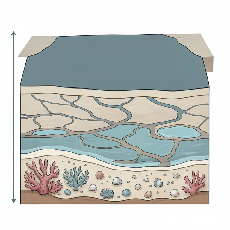 AI-generated conceptual illustration (Sedimentary basin strata of the Sichuan formation). It explains the idea and does not show study data.