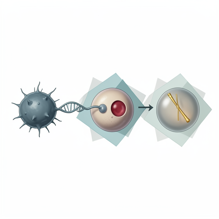 AI-generated conceptual illustration (Bacteria and eukaryotic cells). It explains the idea and does not show study data.