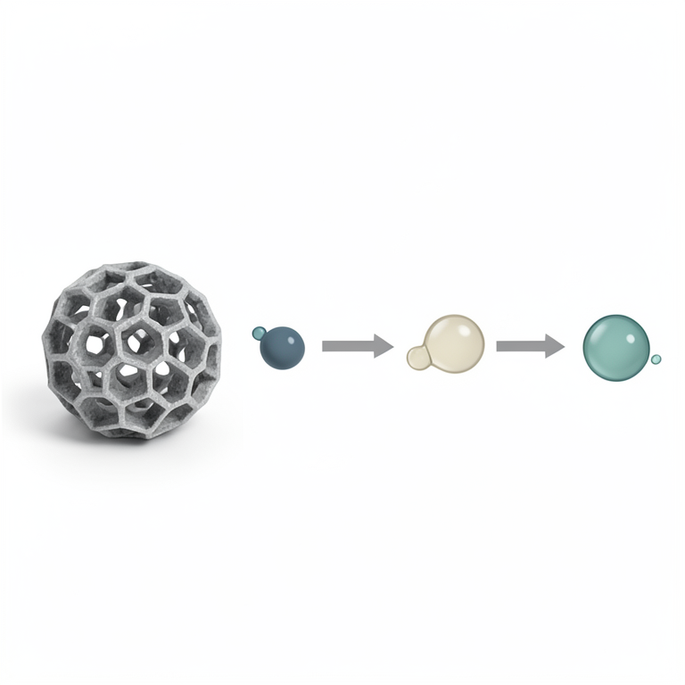 AI-generated conceptual illustration (Metal-organic framework crystals and chemical molecules). It explains the idea and does not show study data.