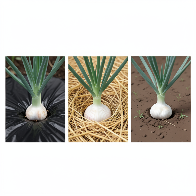 AI-generated conceptual illustration (garlic plants in Cambodian lowland soil). It explains the idea and does not show study data.