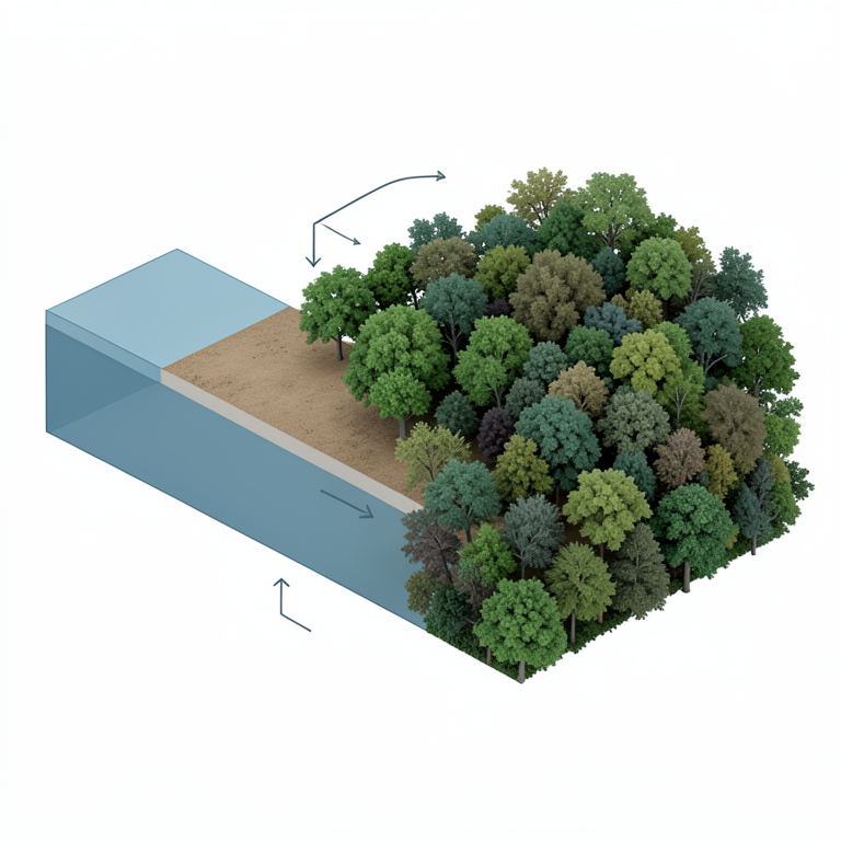 AI-generated conceptual illustration (Urban landscape of Kota city with native forest patches). It explains the idea and does not show study data.