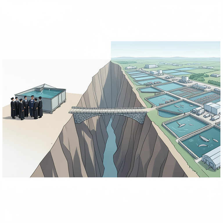 AI-generated conceptual illustration (Fisheries professionals and aquaculture infrastructure in India). It explains the idea and does not show study data.