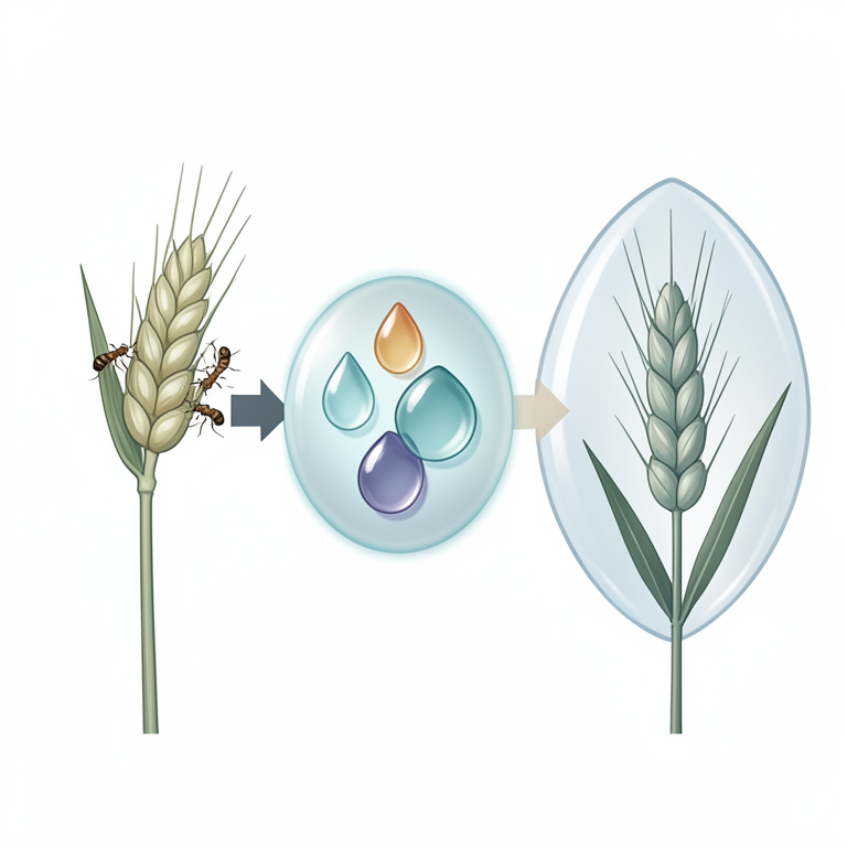 AI-generated conceptual illustration (wheat plants and aphids). It explains the idea and does not show study data.