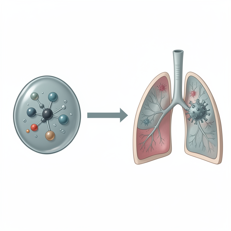 AI-generated conceptual illustration (human blood serum and lung tissue). It explains the idea and does not show study data.